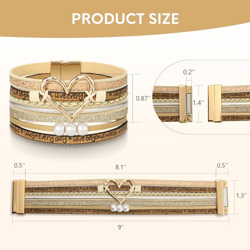 DESIMTION Inspirational Heart Leather Bracelets for Women, Birthday Christmas Boho Jewelry Gifts for Women, Mothers Day Gifts for Mom Grandma - Image 3