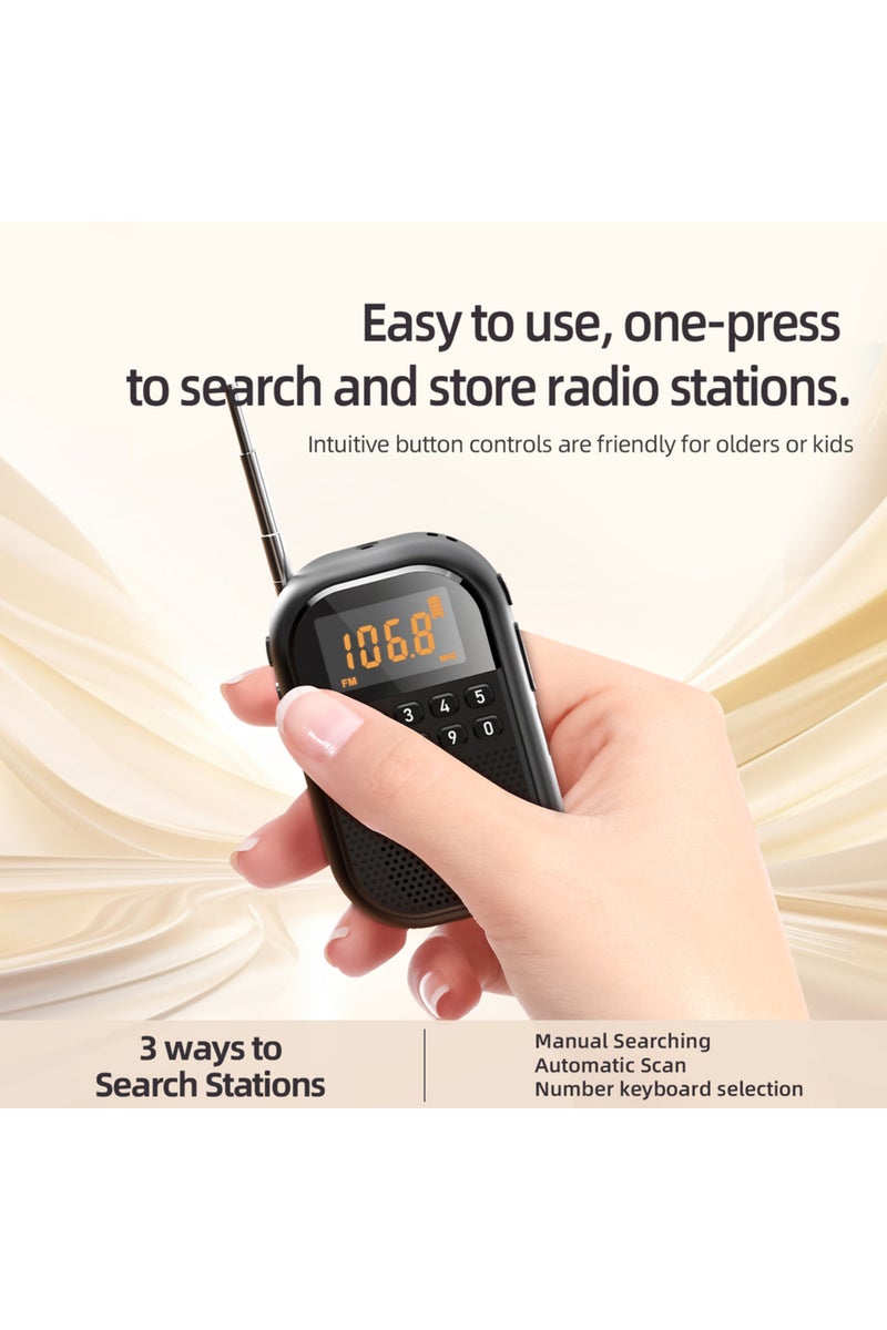 erorex Red [Mini Radio Pro] USB/SD Dual Card Decoding | HD Radio Sound Quality | Portable Outdoor Audio | O - Image 4