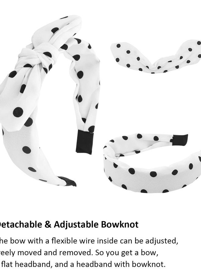 Wecoe 4 Pack Bow Headbands For Women Girls Cute Knotted Headband With Bow Red White Black Headband Comfortable Cloth Leopard Polka Dot Hair Bands Valentine's Day Hair Accessories For Women Girls Gift - Image 4