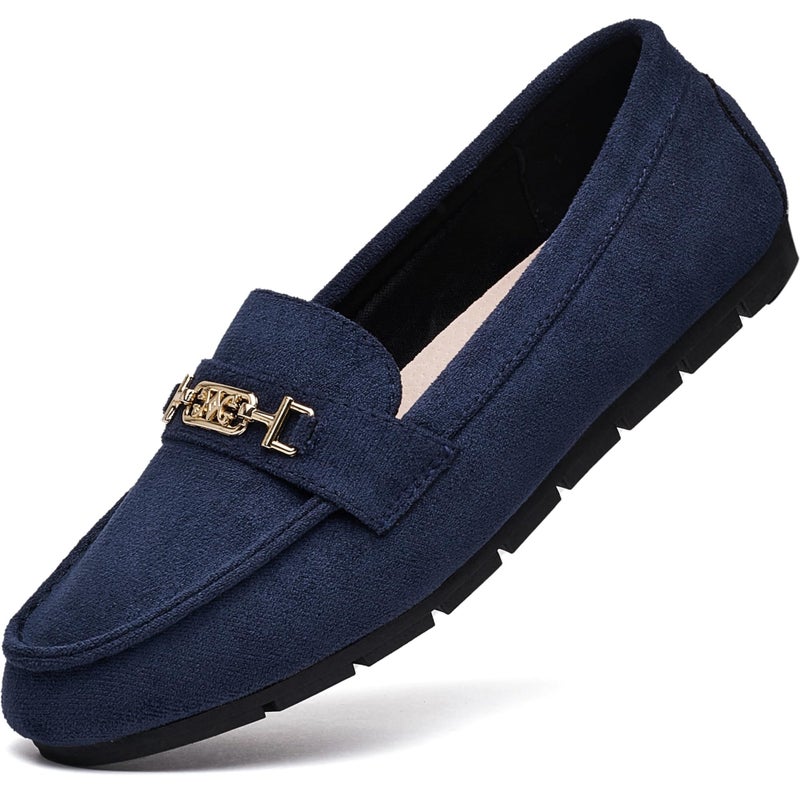 DeYashopin Women's Loafer Shoes Leisure Slip On Work Shoes Comfort Walking Flats Blue 8.5 - Image 1
