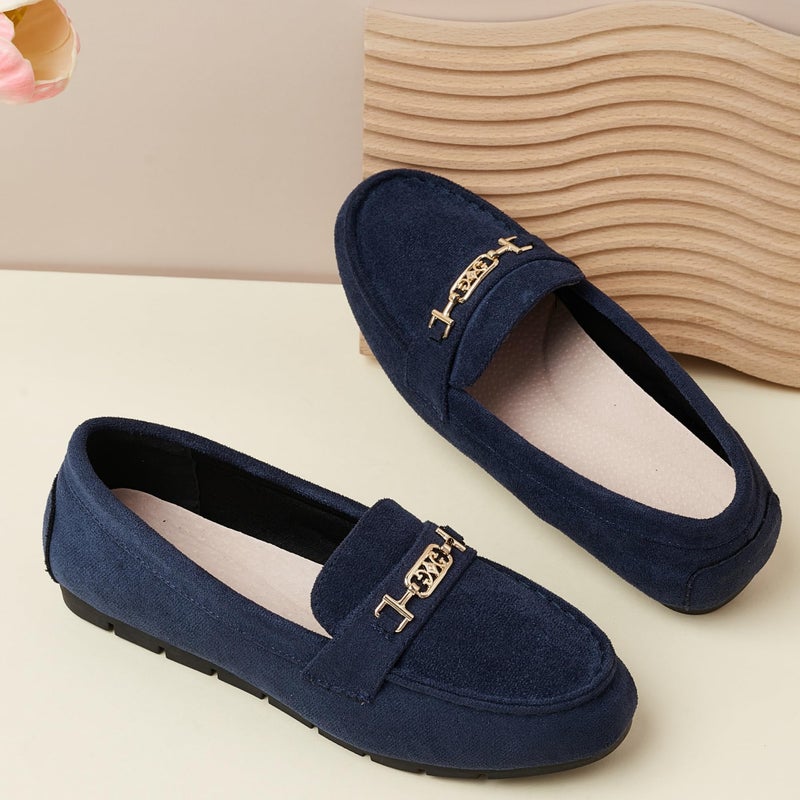 DeYashopin Women's Loafer Shoes Leisure Slip On Work Shoes Comfort Walking Flats Blue 8.5 - Image 3
