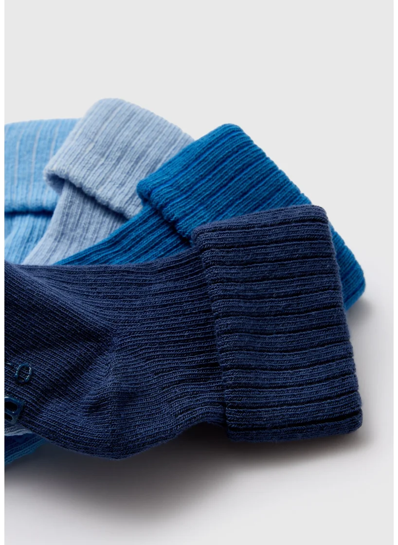 Matalan Baby 4 Pack Blue Ribbed Socks