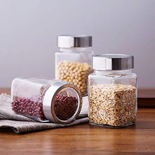Vency Cube Jar 310ml , Transparent Storage Container Glass Jar, Kitchen Glass Bottle for Spices (Set Of 6) - Image 5