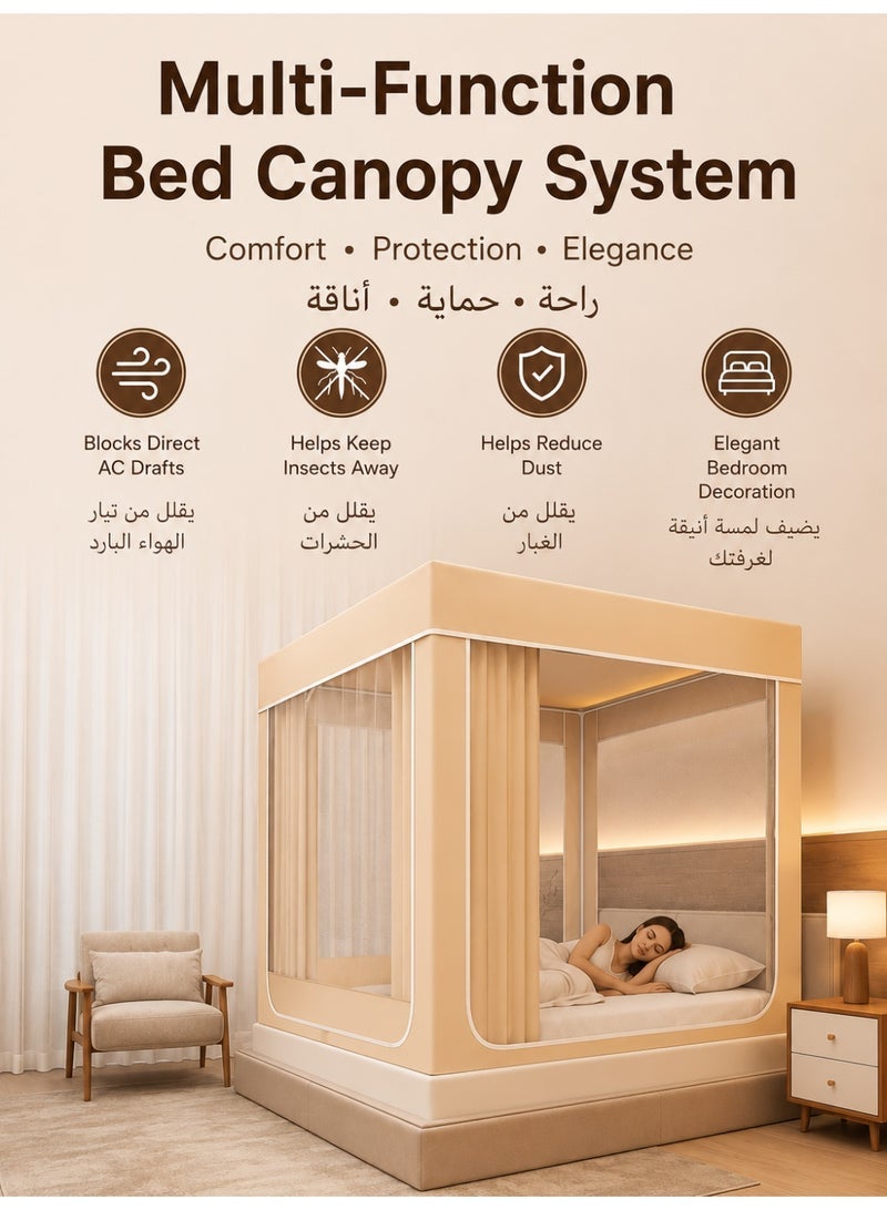 OHTEX HOME Bed Canopy Mosquito Net with Blackout Privacy Curtains, Easy Install Anti-Mosquito Bed Tent for Adults & Kids - Image 1