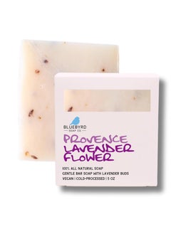 BLUEBYRD SOAP CO. Bluebyrd Soap Provence French Lavender Soap Bar  100 Natural Lavender Essential Oil Bar Soap  Exfoliating Dried Lavender Buds  Cleansing Moisture Body Wash  USA Handmade Vegan Lavender 