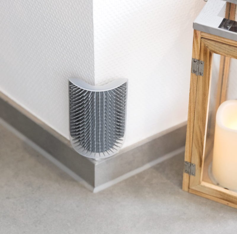 Trixie Self Cat Grooming Brush and Stick to Wall Body, Corner Scratching Comb, Self-Massage Tool for Long and Short Fur Kittens, Cats and Pets - 8 X 13 Cm, Grey - Image 2