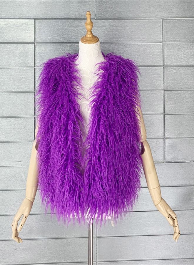 Loquat Women's Warm Faux Fur Vest Purple  - Image 1