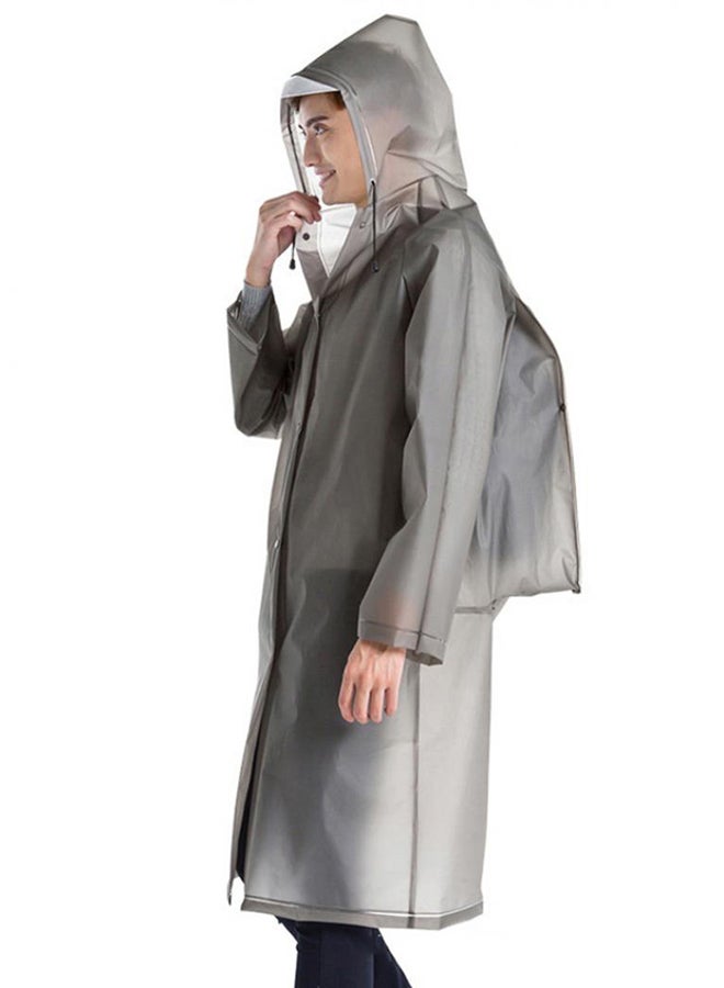 Long EVA Hooded Raincoat Grey