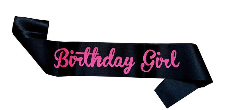 Propsicle Black Satin Birthday Girl Sash with Pink Script Text - Princess Theme Party Accessory for Kids, Teens & Women, Lightweight Shoulder Ribbon for Celebration Wear - Image 4