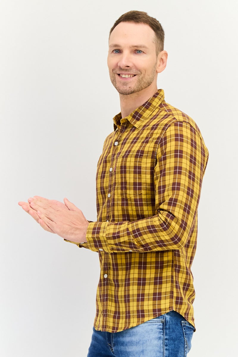 Levi's قميص رجالي كاجوال بأكمام طويلة ومقاس ضيق، مزخرف بمربعات، متعدد الألوان - Image 2