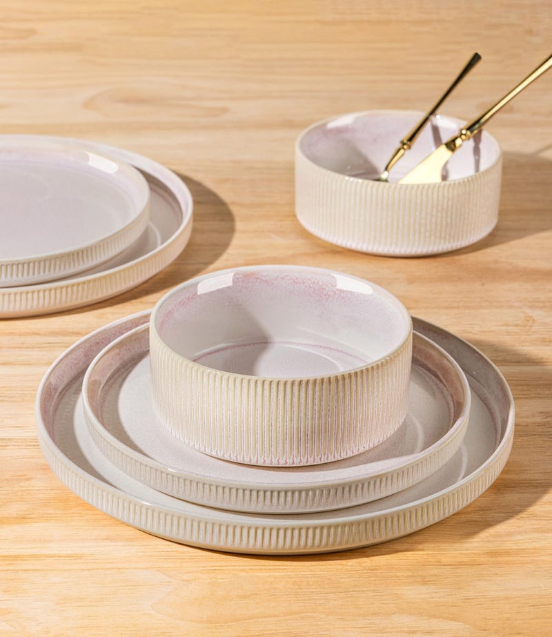 TheTerra Ceramic Dinnerware Sets for 8, 24 Pieces Porcelain Lightweight Plates and Bowls Sets, Scratch Resistant Dish Set, Oven & Microwave & Dishwasher Safe, Primrose Pink - Image 4