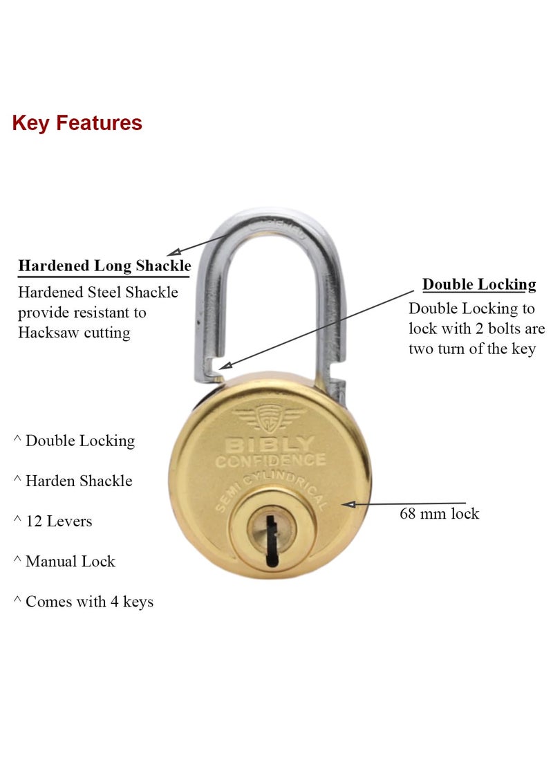 AUTHENTIC AK BEBLY Industries Confidence Brass 68 MM Padlock with 4 Keys  - Image 5