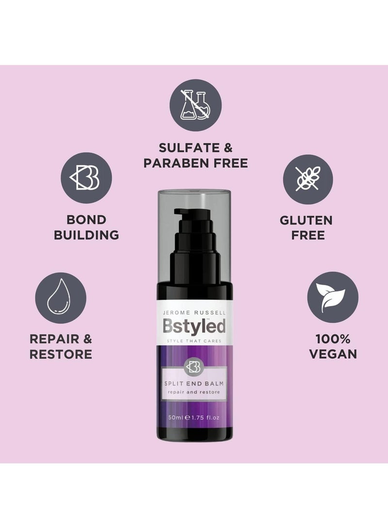 Jerome Russell BStyled Split End Balm Nourishing and Strengthening Conditioner Balm to Reduce Split Ends Heat Protection Spray for Hair with Pomegranate and Turmeric Vegan Hair Care 50ml - Image 2