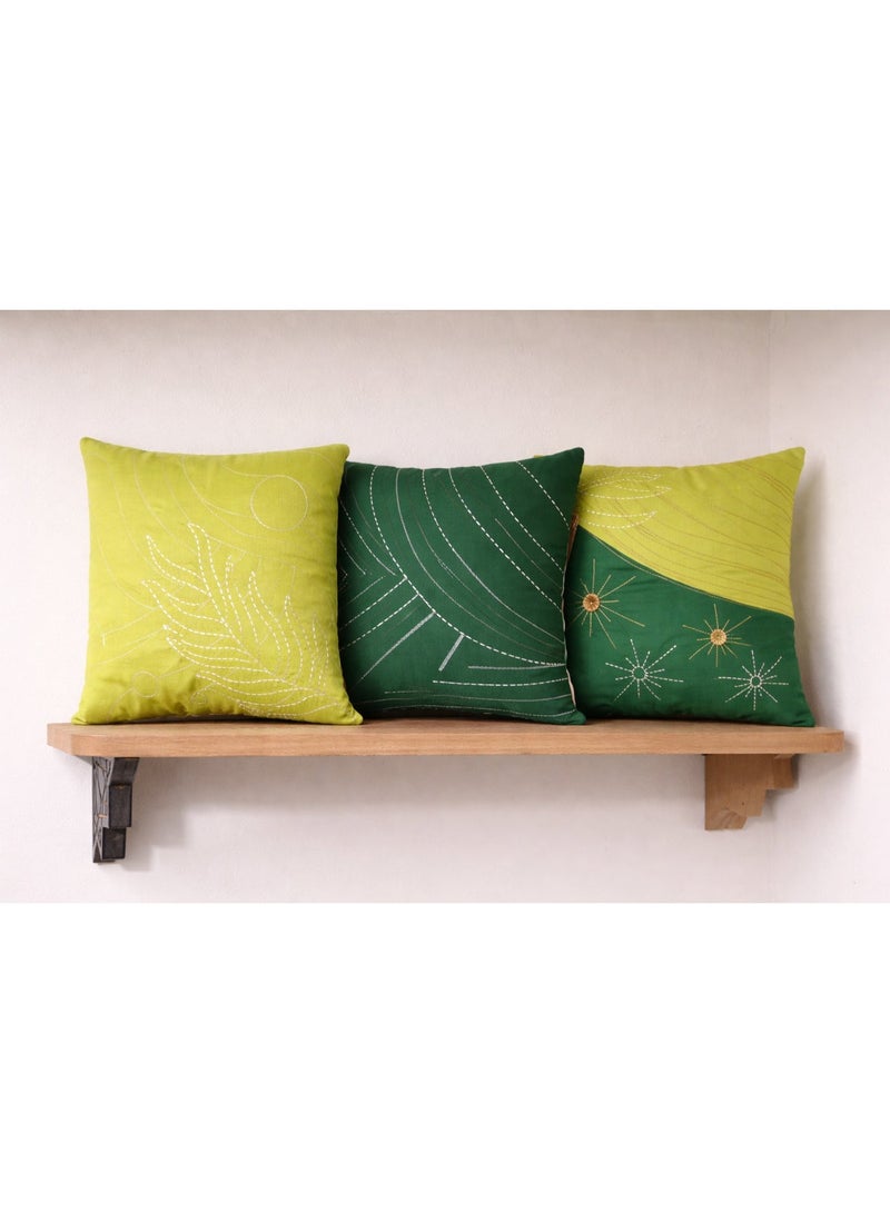 تى ام هوم طقم كوشن فاخر 3 قطع من TM HOME – بدون حشو داخلي – قطن طبيعي 100% مطرز يدويًا – تصميم أنيق يضيف لمسة راقية لديكور المنزل - Image 1