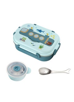 LITTLE SURPRISE BOX Blue Submarine Theme Compartment Steel Tiffin Lunch Box for Boys and Girls  - Image 1