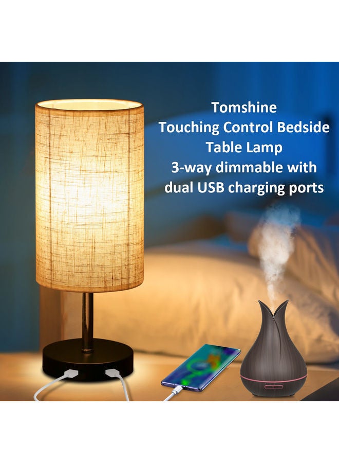 NIBEMINENT Dimmable Bedside Table Lamp Beige/Black - Image 2