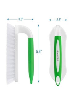 Amazer Amazer Scrub Brush Comfort Grip & Flexible Stiff Bristles Heavy Duty for Bathroom Shower Sink Carpet Floor - Pack of 2 (Green+Green)  - Image 4