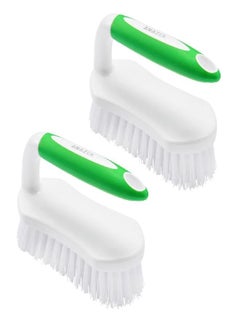 Amazer Amazer Scrub Brush Comfort Grip & Flexible Stiff Bristles Heavy Duty for Bathroom Shower Sink Carpet Floor - Pack of 2 (Green+Green)  - Image 1