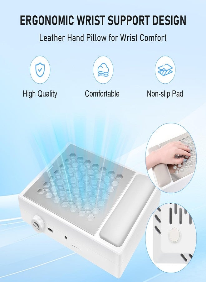 FAHKNS Nail Dust Collector, Dust Collector Nail Tech with Reusable Filter 4200RPM Fan, Adjustable Speed Nails Extractor Vacuum, Powerful Vacuum Cleaner for Acrylic Nails Polishing Manicure Salon, Low Noise - Image 3