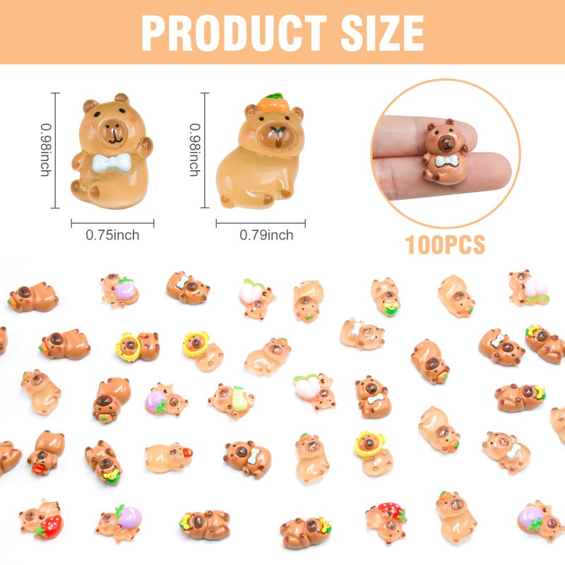 HOMICO 100 Pieces Mini Fruit Capybara for Dollhouse Miniatures Resin Animals for Crafts Mini Capybara for Fairy Garden Micro Landscaping Decoration - Image 3