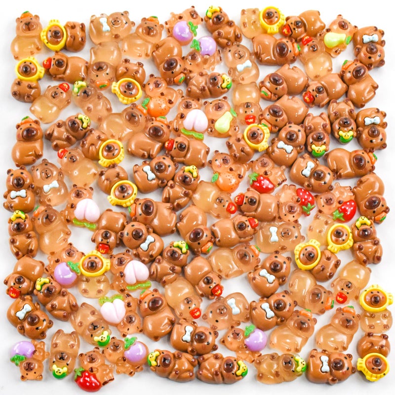 HOMICO 100 Pieces Mini Fruit Capybara for Dollhouse Miniatures Resin Animals for Crafts Mini Capybara for Fairy Garden Micro Landscaping Decoration - Image 4
