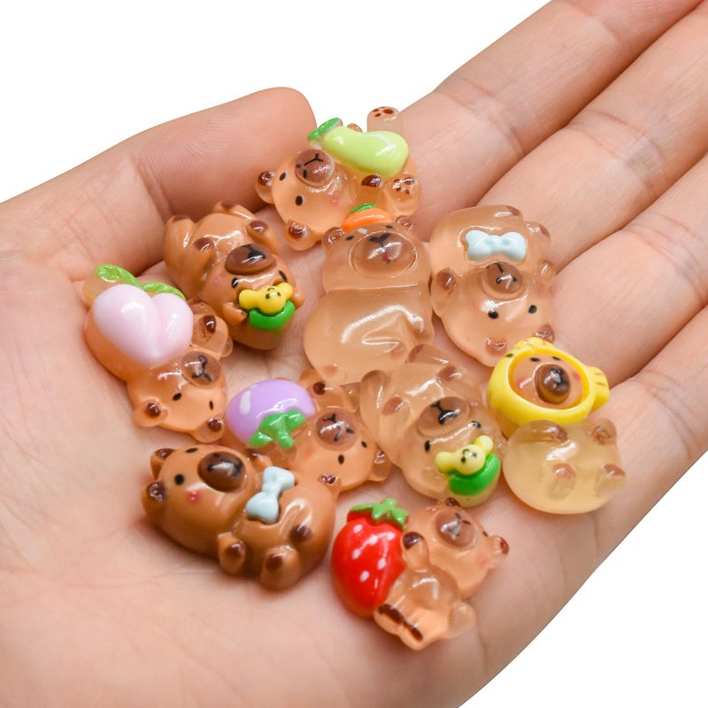 HOMICO 100 Pieces Mini Fruit Capybara for Dollhouse Miniatures Resin Animals for Crafts Mini Capybara for Fairy Garden Micro Landscaping Decoration - Image 5