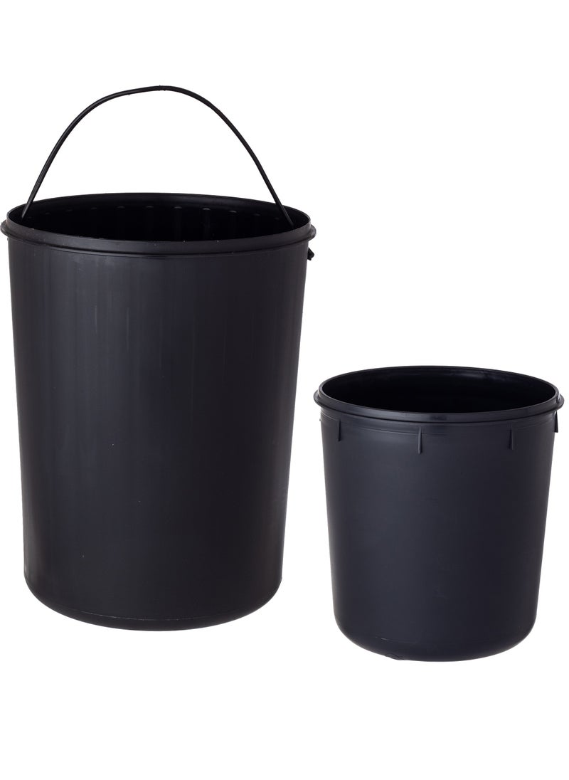 Meliconi Set of 2 Italian Steel Trash Cans Large 14 Liters + Small 6 Liters  - Image 4
