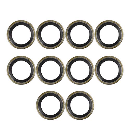 X AUTOHAUX 10pcs M10 Bronze Tone Car Engine Oil Drain Crush Flat Bonded Washer Gaskets - Image 1