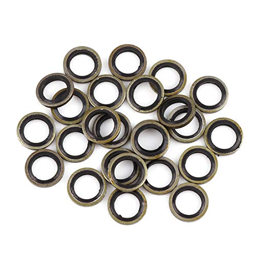 X AUTOHAUX 10pcs M10 Bronze Tone Car Engine Oil Drain Crush Flat Bonded Washer Gaskets - Image 2