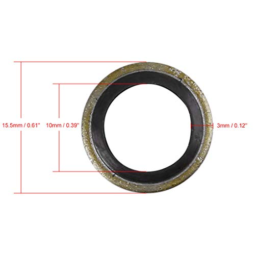 X AUTOHAUX 10pcs M10 Bronze Tone Car Engine Oil Drain Crush Flat Bonded Washer Gaskets - Image 4