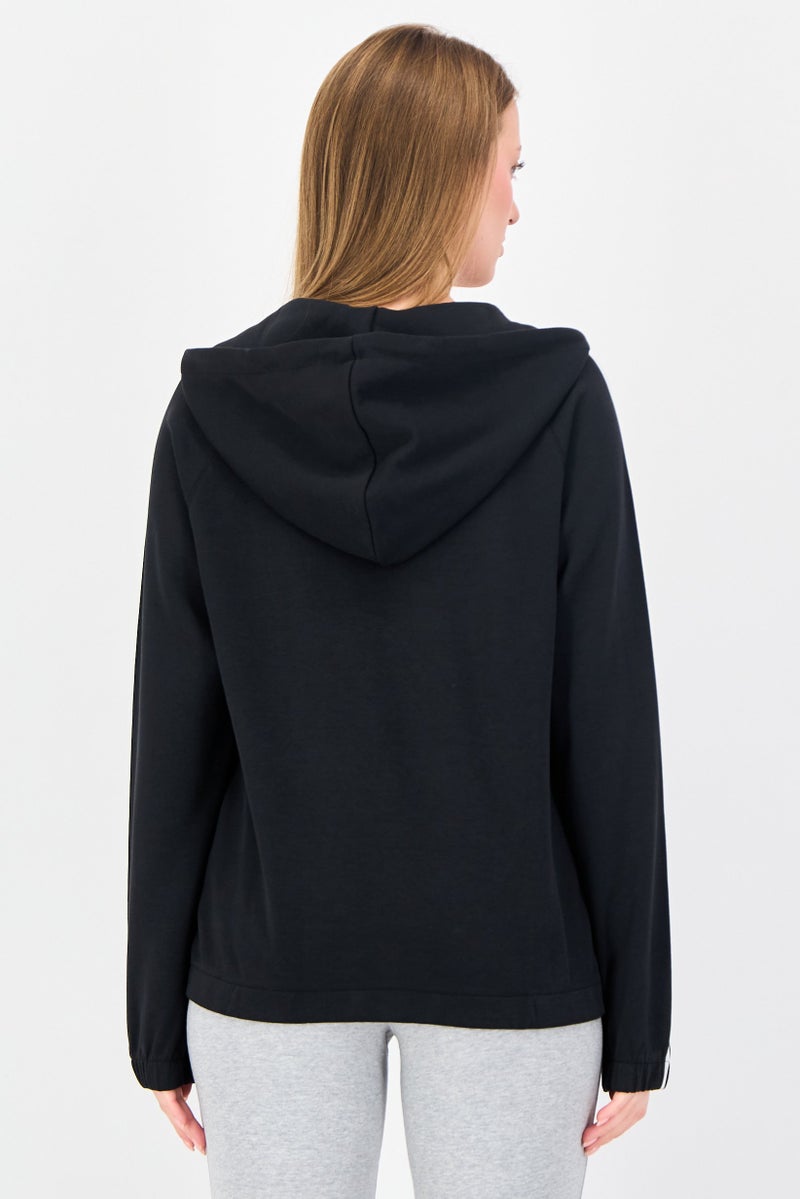 adidas Originals هودي خارجي طويل الأكمام للنساء، رياضي، أسود - Image 3