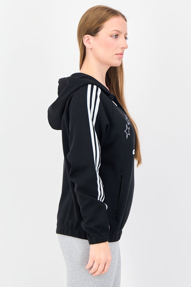 adidas Originals هودي خارجي طويل الأكمام للنساء، رياضي، أسود - Image 2
