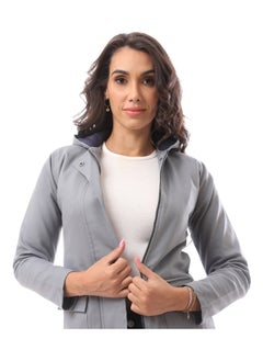 Andora Polyester Tall Solid Buttoned Coat_Grey  - Image 5