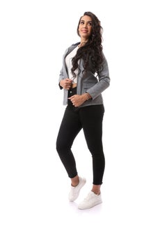 Andora Polyester Tall Solid Buttoned Coat_Grey  - Image 3