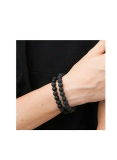 Men Bracelet Black Onyx& Black Lava-Two Pieces