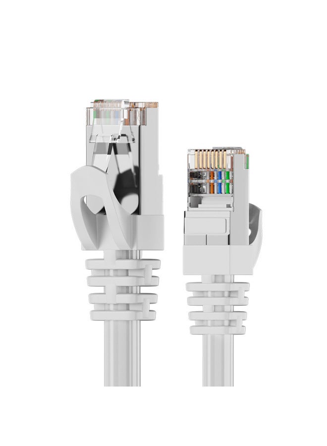 Cat6e Finished Network Cable RJ45 Super Six Copper Clad Aluminum Oxygen Free Copper 8 Core Notebook Computer Network Jumper Gigabit-Color:Category Six White-Line Length:1 M  - Image 1