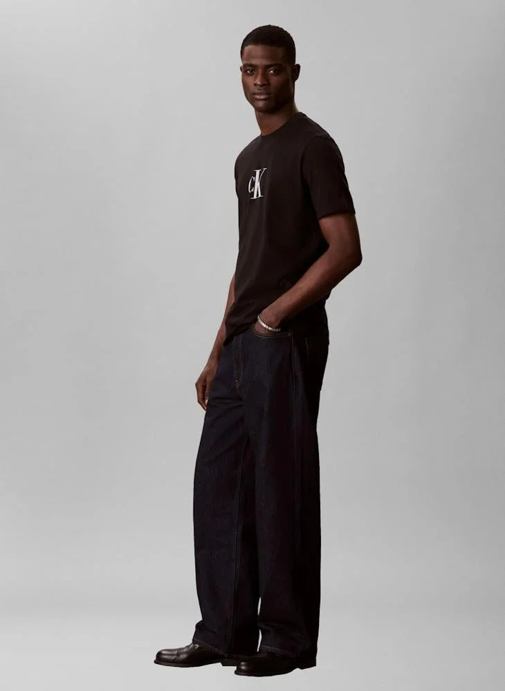 CALVIN KLEIN  Distressed Monogram Logo T-Shirt for Men | Best Price UAE