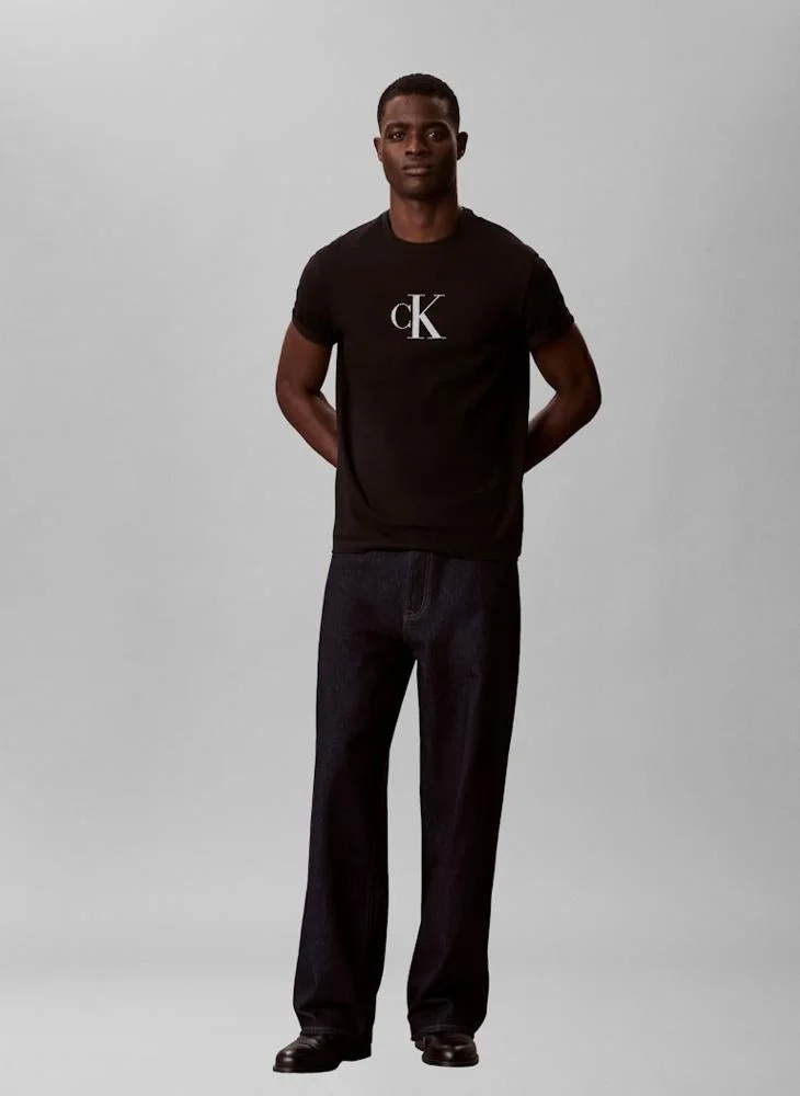 CALVIN KLEIN  Distressed Monogram Logo T-Shirt for Men | Best Price UAE