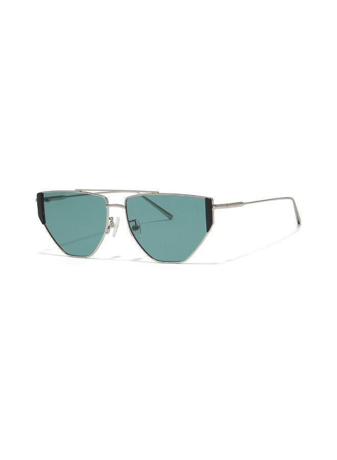 30Sundays Gardena,Unisex Sunglasses, Aviator Sunglasses, UV Protection: UV400 (Silver,Green) - Image 1