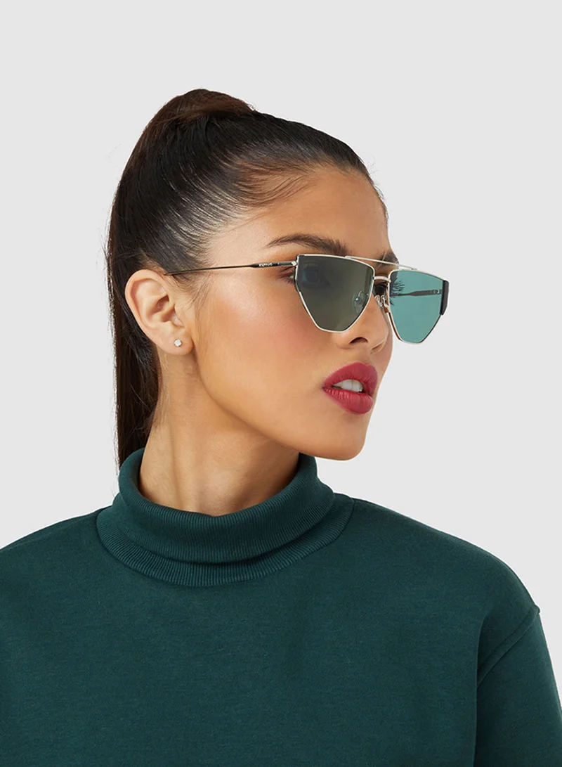 30Sundays Gardena,Unisex Sunglasses, Aviator Sunglasses, UV Protection: UV400 (Silver,Green)