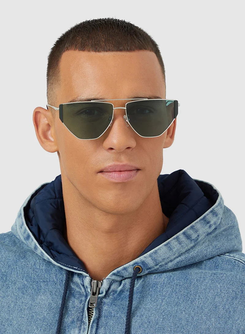 30Sundays Gardena,Unisex Sunglasses, Aviator Sunglasses, UV Protection: UV400 (Silver,Green)