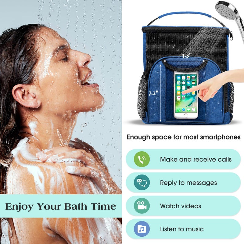 أتومو Attmu محمولة دش Caddy College Bag Quick Dry Hanging Bag Bag Bag Barge Mesh Deher Caddy Caddy for College Cling Room Essentials for Boys and Girls for Bath Camping (Blue) - Image 3