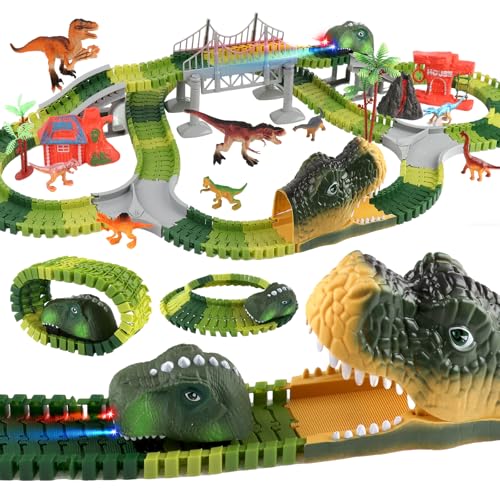 SOSUSHOE Dinosaur Toys for for Kids 35 Create a Dinosaur World Adventure Flexible Road Race Tracks Dinosaur Toys Set Birthday Valentine Gifts for Kids 3 4 5 6 7 Years Old Boys Girls A4 - Image 1