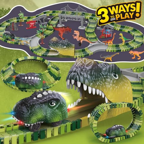 SOSUSHOE Dinosaur Toys for for Kids 35 Create a Dinosaur World Adventure Flexible Road Race Tracks Dinosaur Toys Set Birthday Valentine Gifts for Kids 3 4 5 6 7 Years Old Boys Girls A4 - Image 5