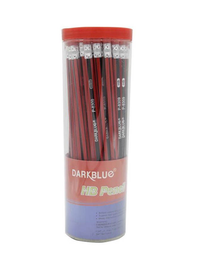 NIBEMINENT 50-Piece Wooden Pencil With Rubber Red/Black