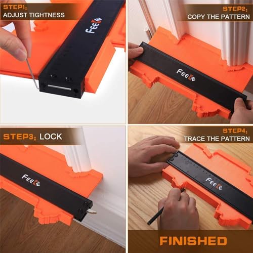 Feeke Contour Gauge (12+5 Inch) with Lock, Super Contour Duplicator Gauge Shape and Outline Tool Woodworking Tools Christmas Gifts for Men Dad Husband Him Tools for Men Construction Ruler Outline Angle Tool - Image 4