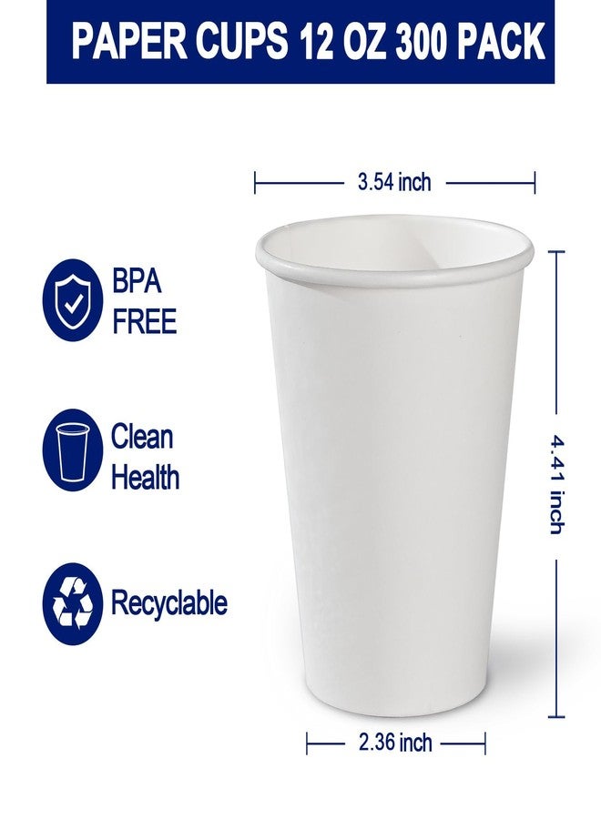 Clawsoff 300 Count - 12 oz Paper Coffee Cups, Disposable Coffee Cups 12 oz, Thickened White Paper Cups for Hot or Cold Beverage, Home, Office, Party, Business, Events - Image 2