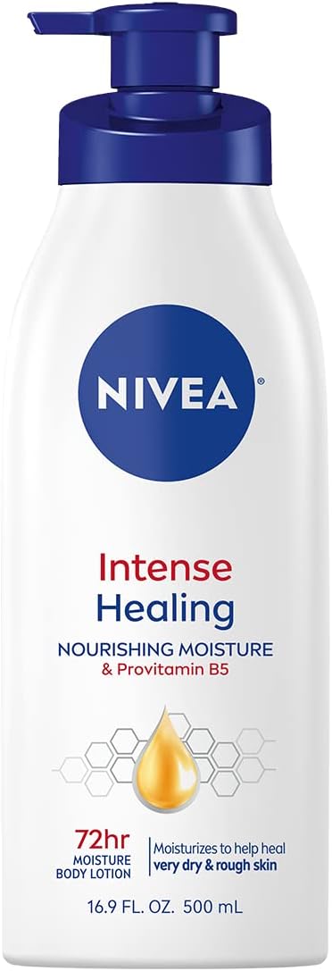 NIVEA Intense Healing Body Lotion for Dry Skin 72Hour Moisturizing Lotion with Deep Nourishing Serum and Provitamin B5 169 Fl Oz Pump Bottle
