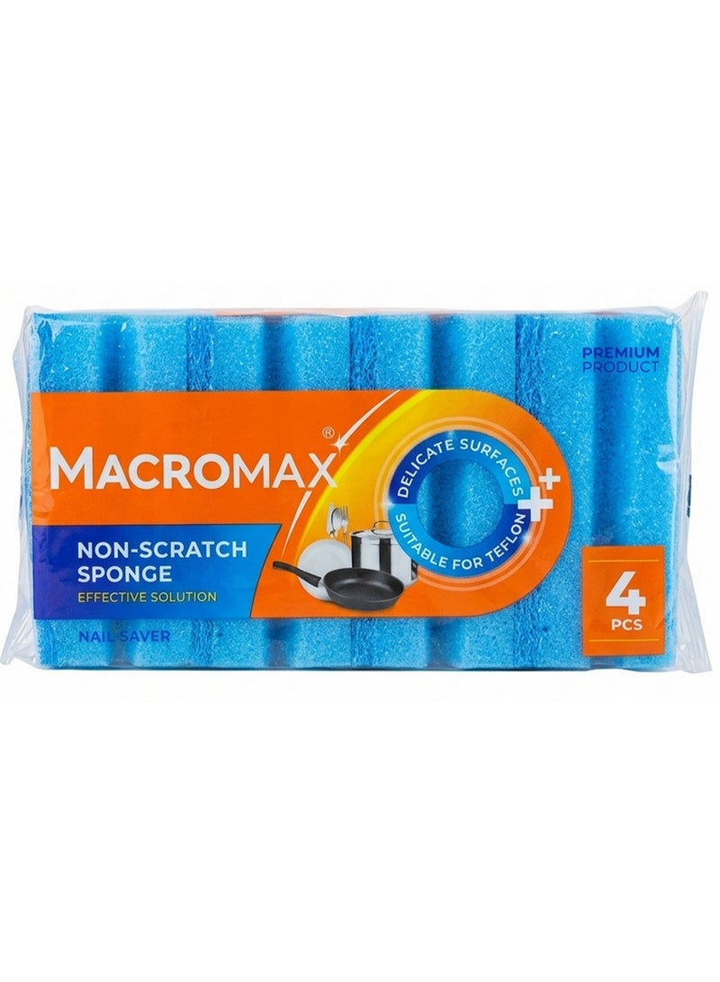 Macromax Non Scratch Dish Sponge Nail Saver 4 Pcs - Image 1