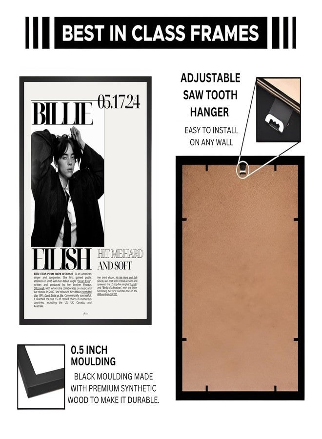 Vyopix Billie Eilish - Hit Me Hard and Soft Music Poster, Wall Decoration Art Framed Poster, Laminated Poster with 0.5 Inch Black Wooden Frame For Home, Living Room, Bedroom and Office (8X12 Inches) - Image 4